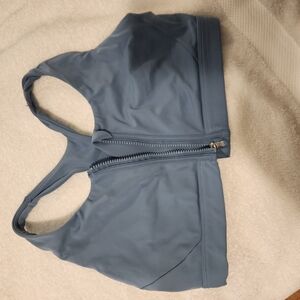 Athleta Blue Zip-Front Sports Bra